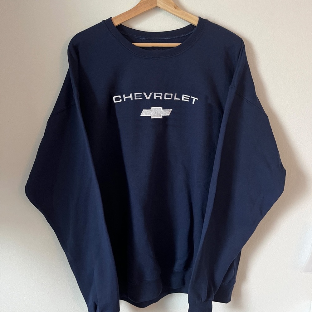 Navy Blue Chevrolet Chevy Logo, American Muscle Racing Sweatshirt